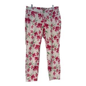 Tommy Bahama Pink and White Floral Print 5 Pocket Skinny Ankle Jean Size 32X28